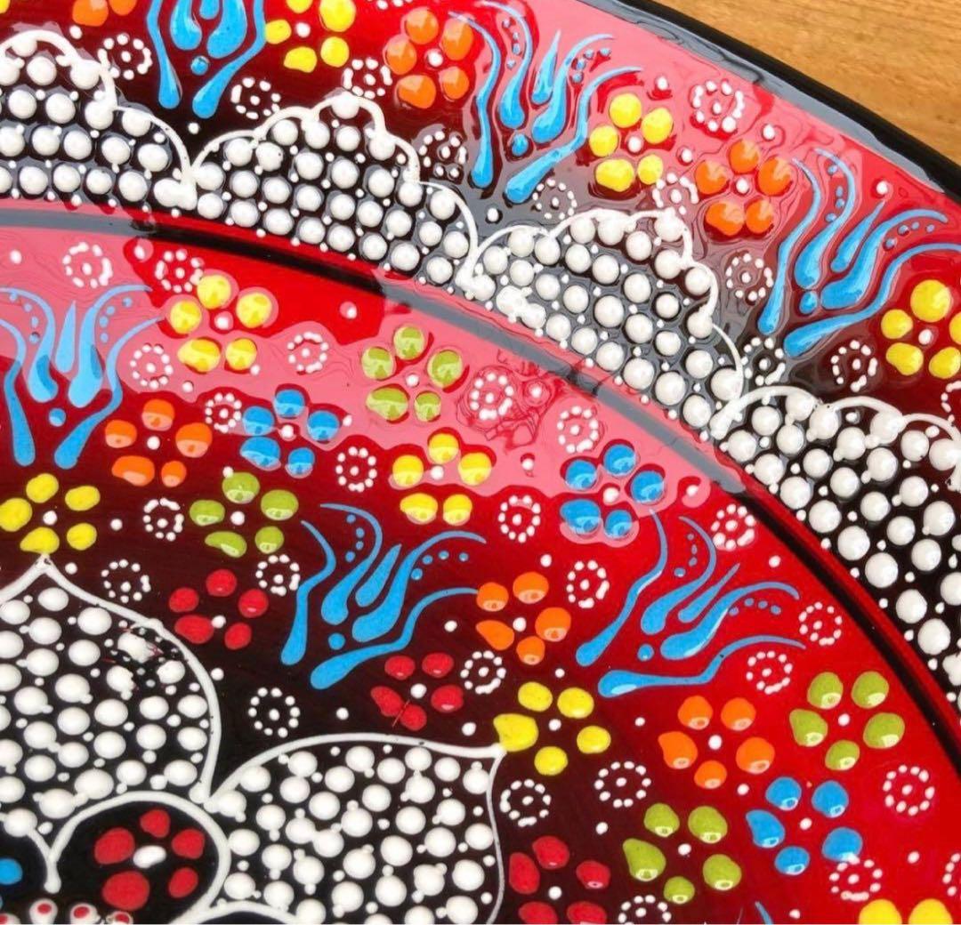 31.5cm☆新品☆【トルコ】陶器 特大サイズ ボウル ＊ 赤 ＊キュタフヤ＊