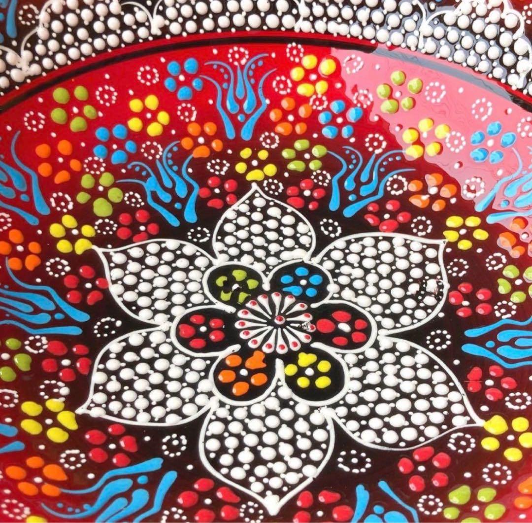 31.5cm☆新品☆【トルコ】陶器 特大サイズ ボウル ＊ 赤 ＊キュタフヤ＊