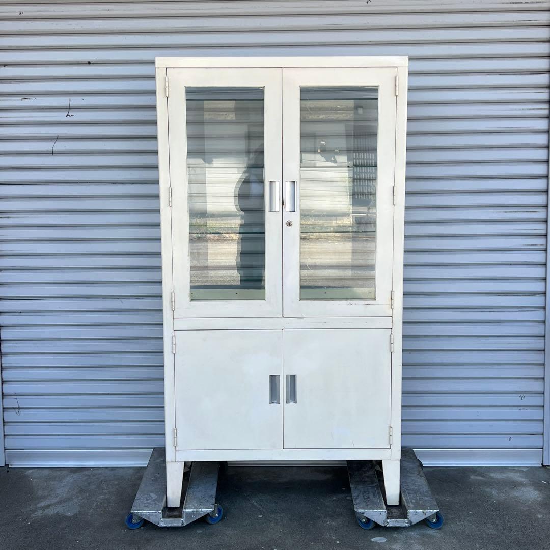 卒*す様 ケビント　ドクターキャビネット　ガラス棚　医療棚　ヴィンテージ　ケビン