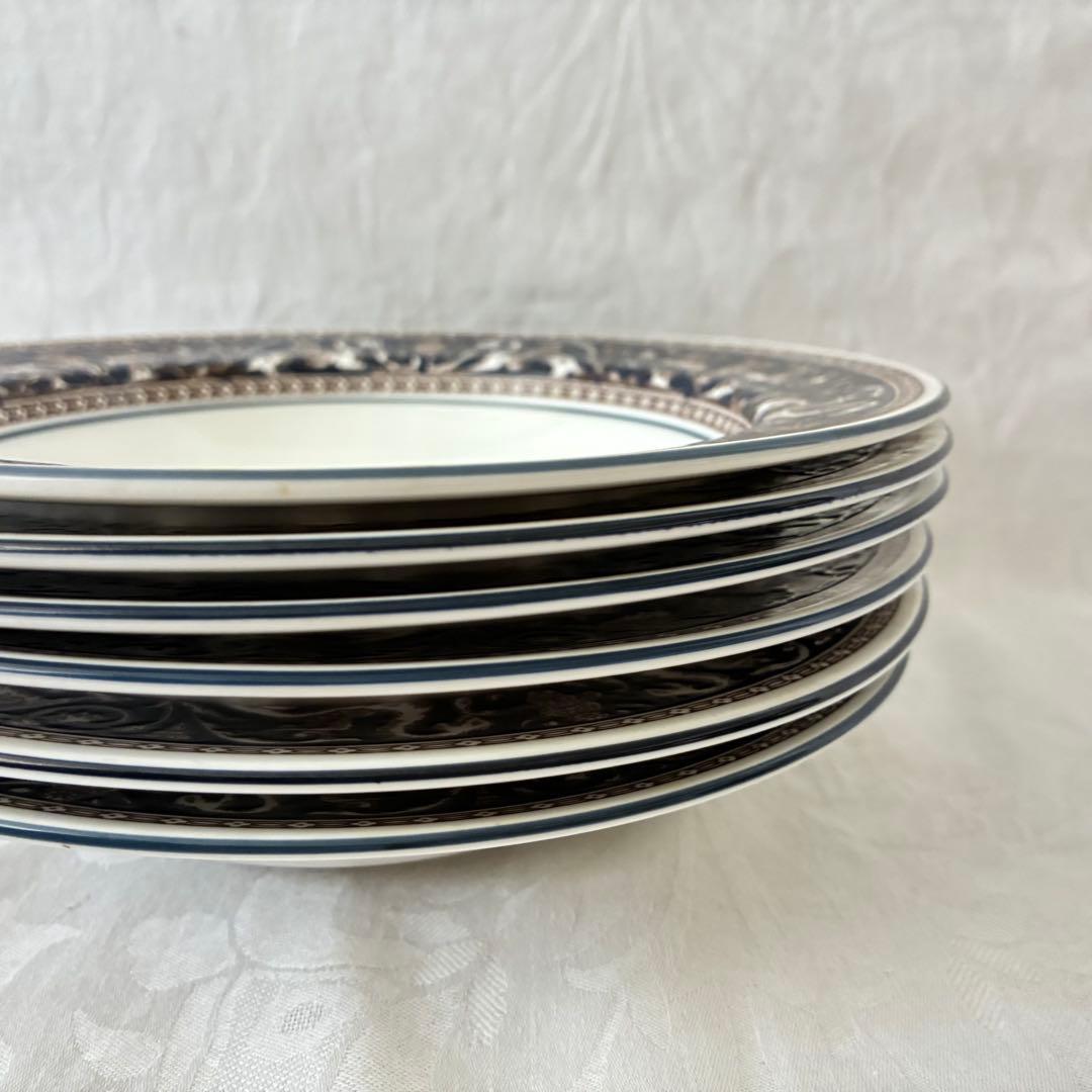 【】フロレンティーン　コバルト　スープ皿　6枚　20cm