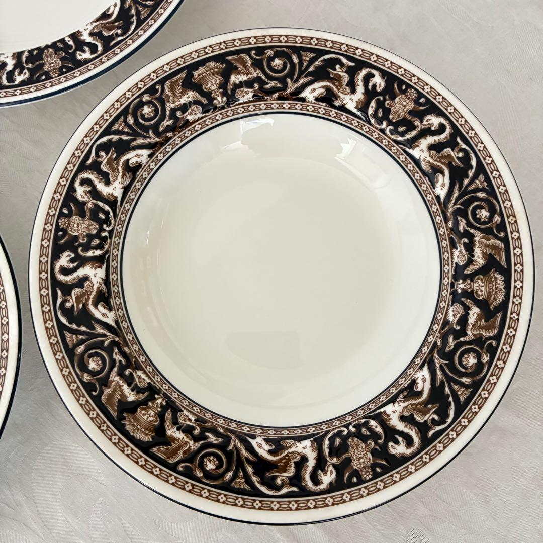 【】フロレンティーン　コバルト　スープ皿　6枚　20cm