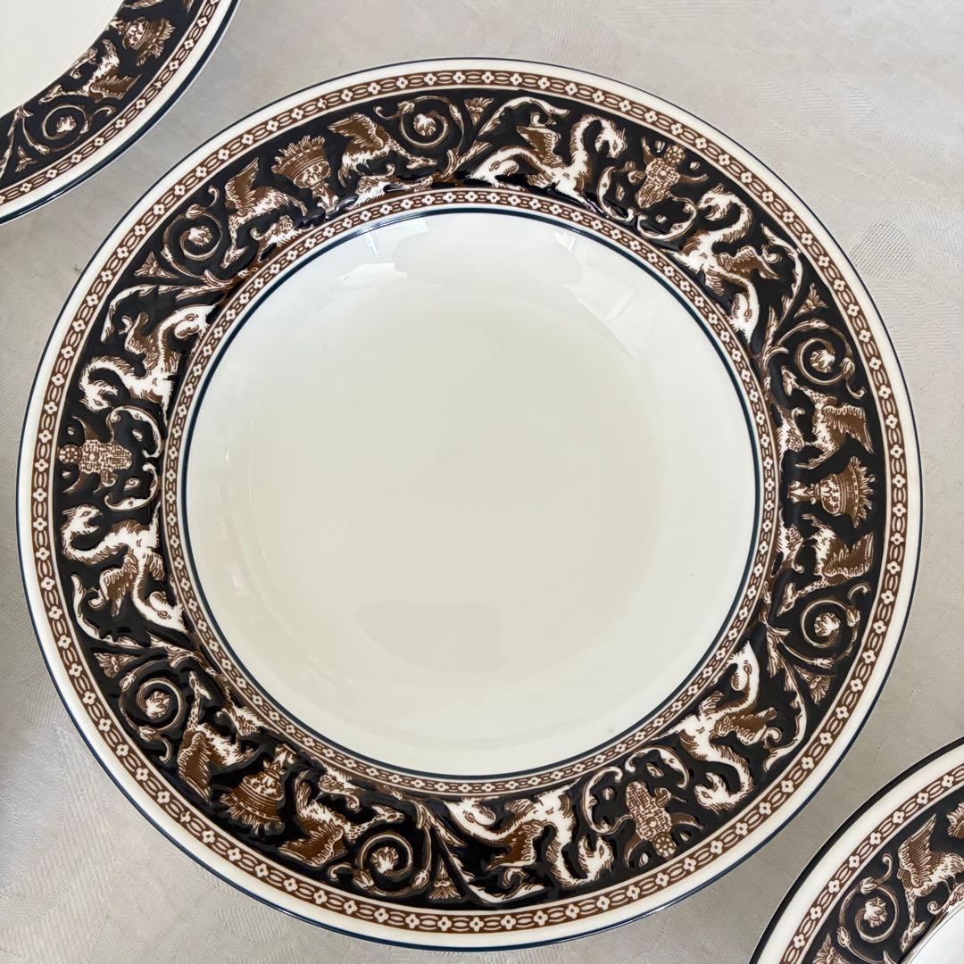 【】フロレンティーン　コバルト　スープ皿　6枚　20cm