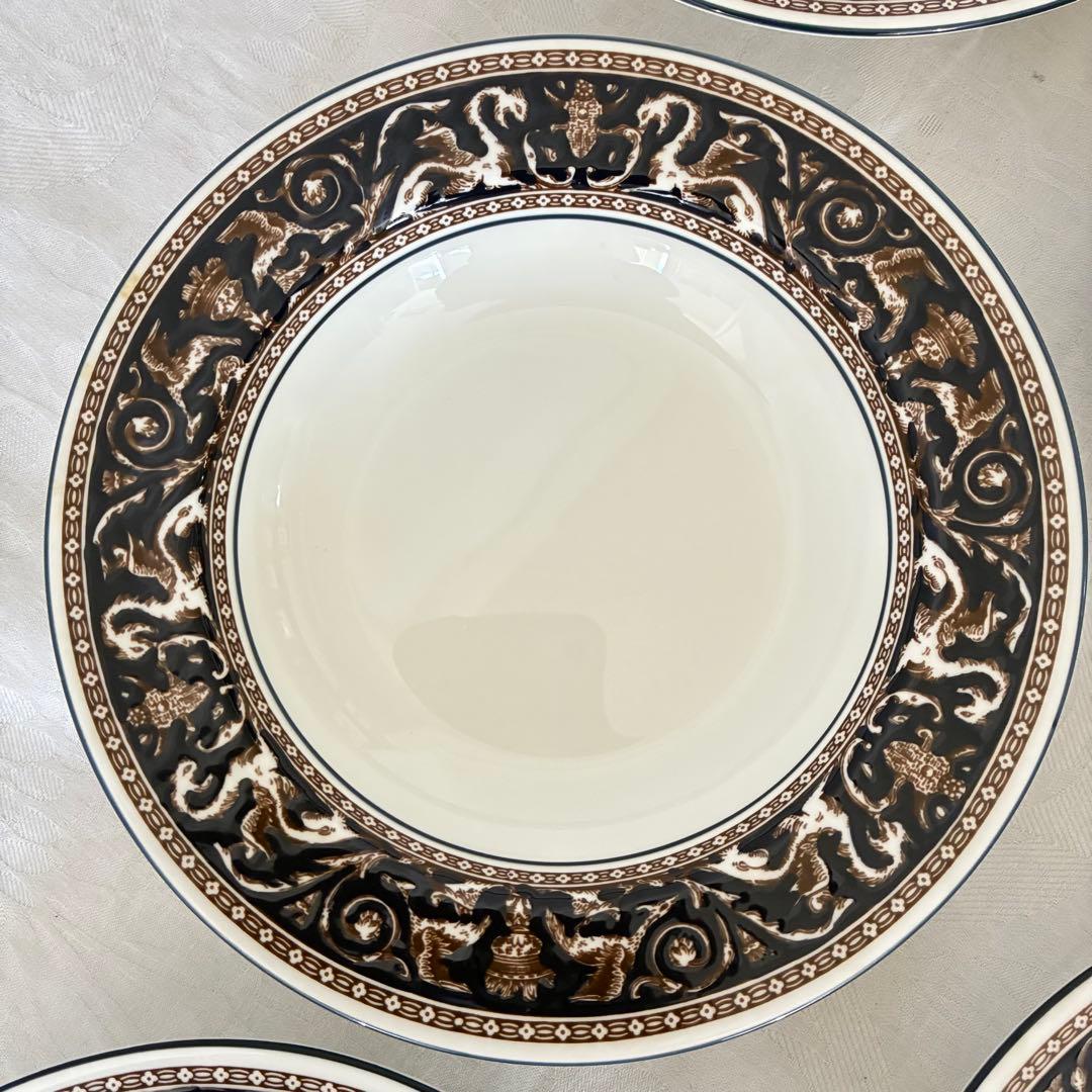 【】フロレンティーン　コバルト　スープ皿　6枚　20cm