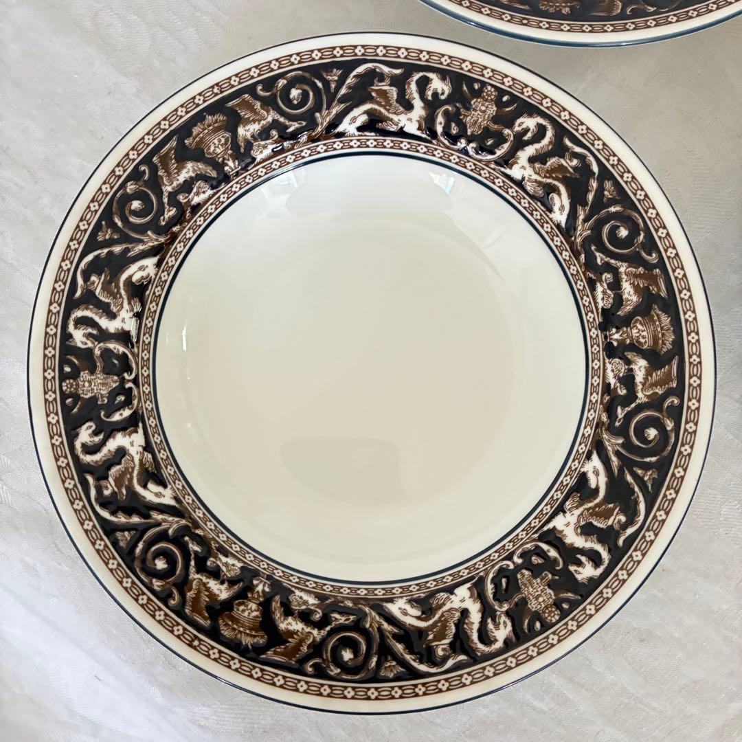 【】フロレンティーン　コバルト　スープ皿　6枚　20cm