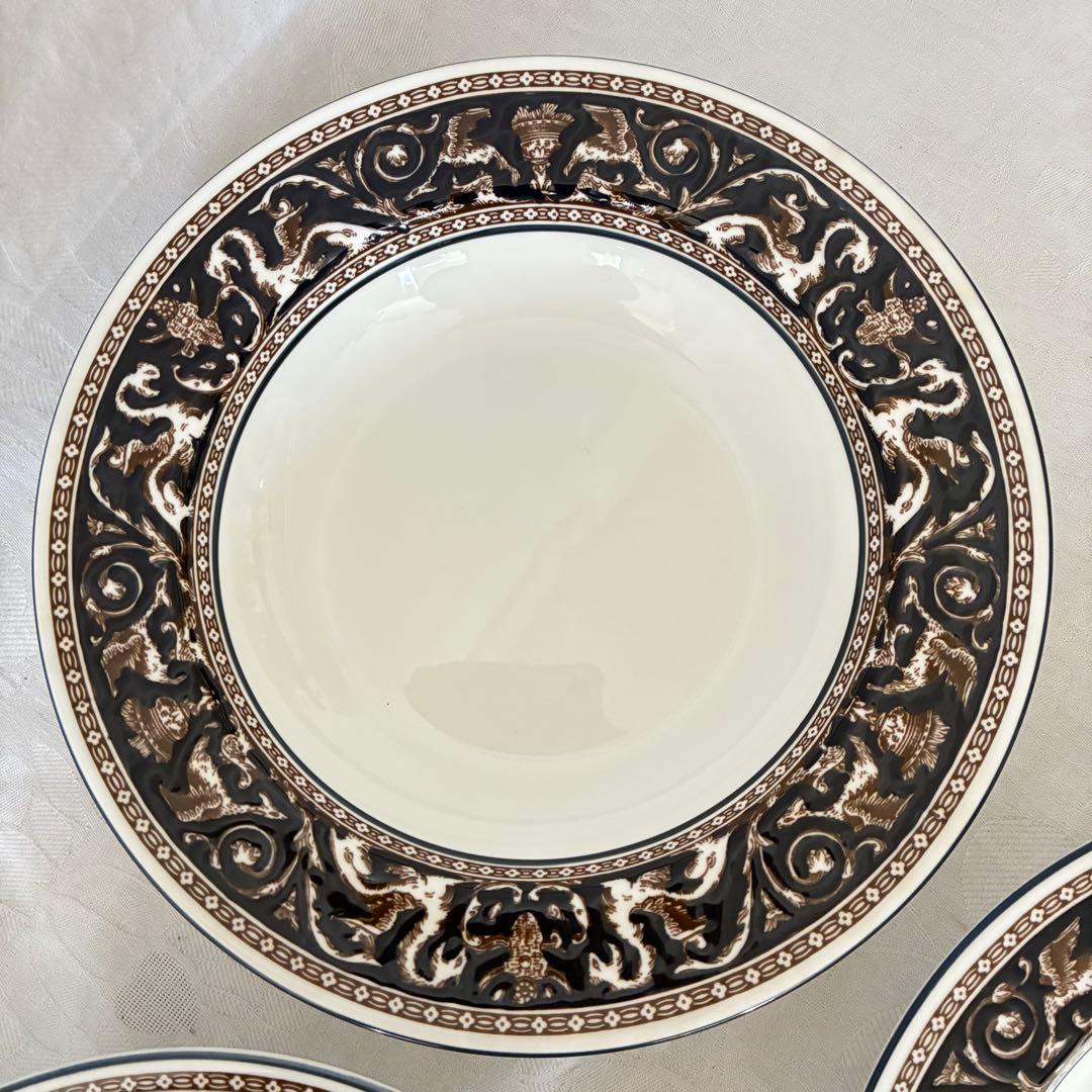 【】フロレンティーン　コバルト　スープ皿　6枚　20cm