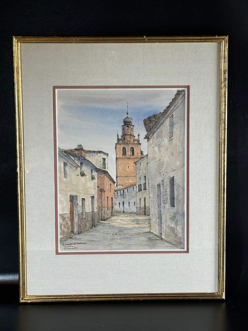 塔のみえる道濱田隆志水彩画