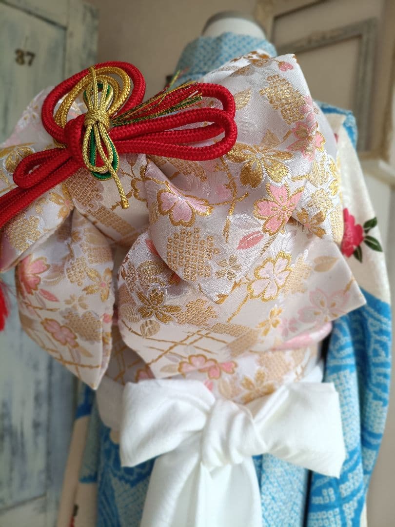 正絹☆絞り☆水色の着物単品