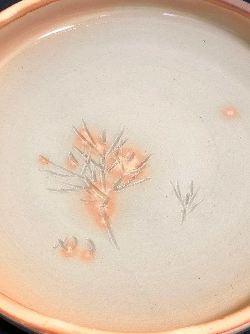 《レ》萩焼 糸目食篭 蓋裏若松 十五代 坂倉新兵衛造 共布共箱　251030う2