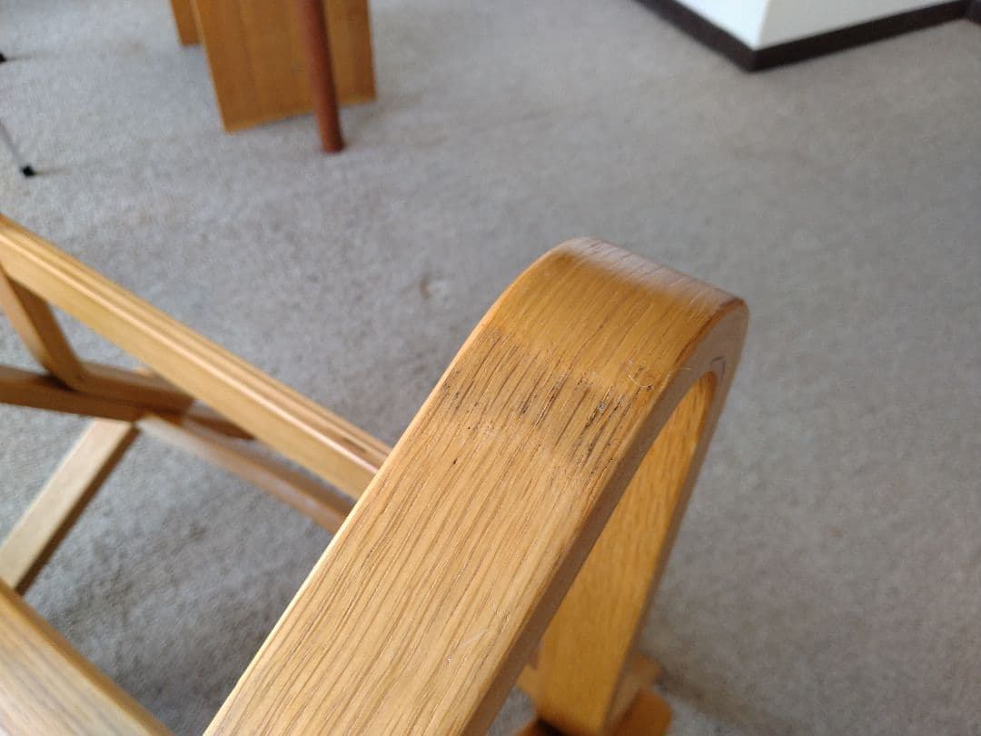 【良品】MUJI無印 ダイニングソファチェアオーク材/リビングでもつかえる茶②