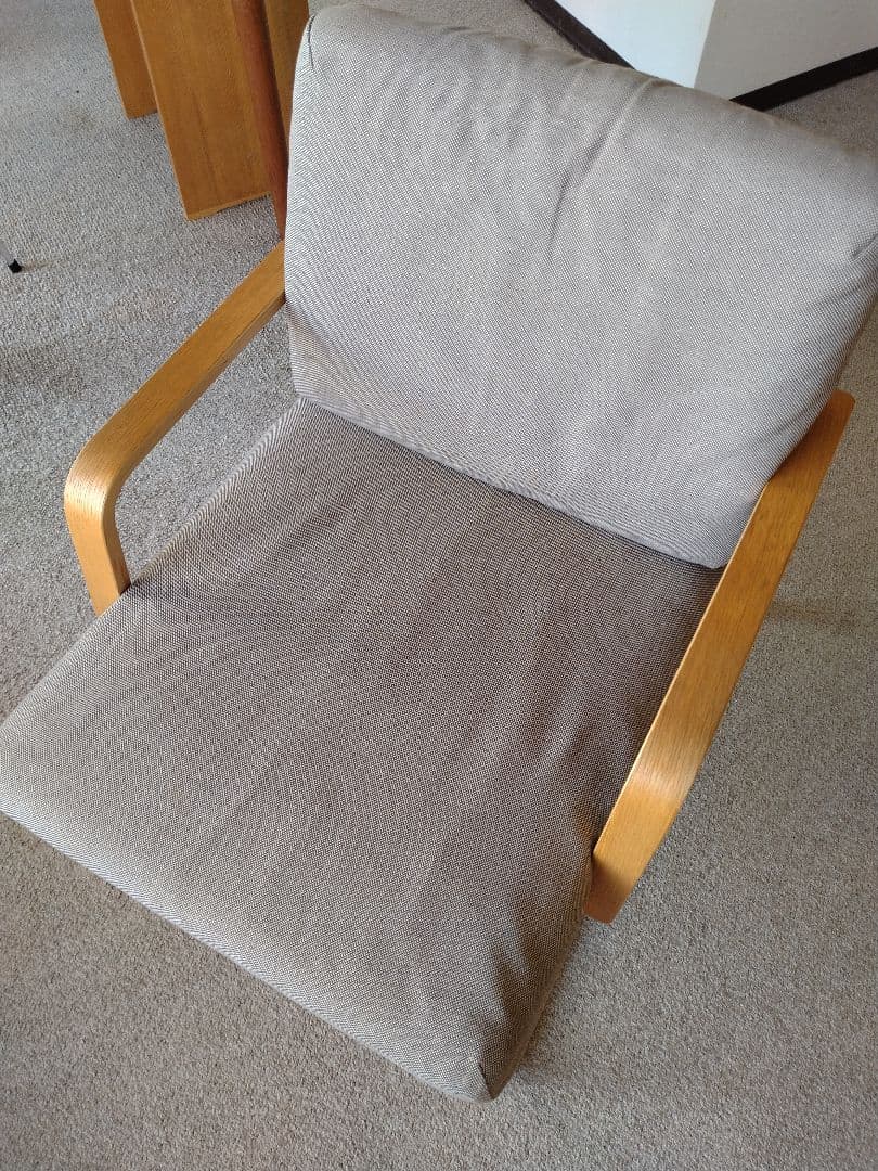 【良品】MUJI無印 ダイニングソファチェアオーク材/リビングでもつかえる茶②