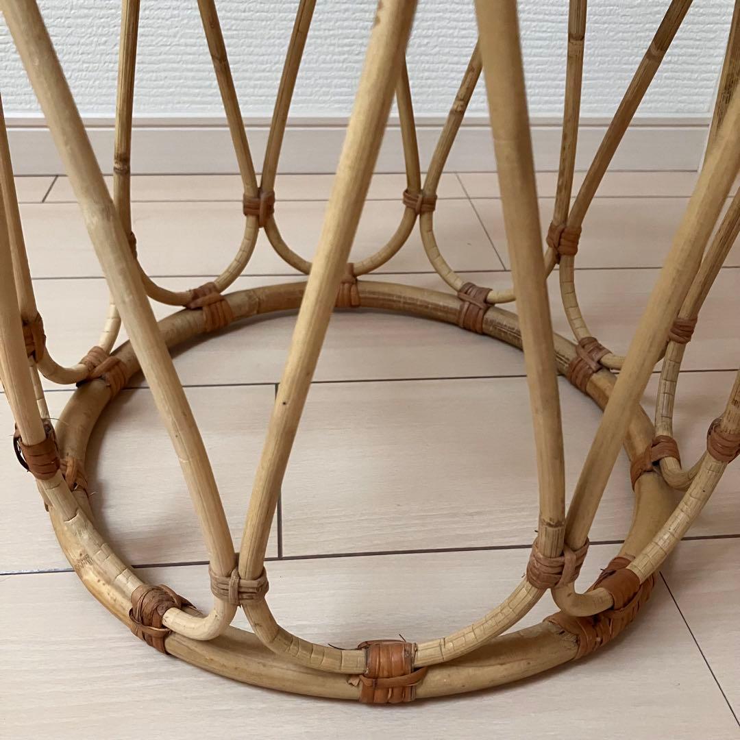 【美品】 JUGLAS (ユグラ)ラウンドサイドテーブル ラタン 籐