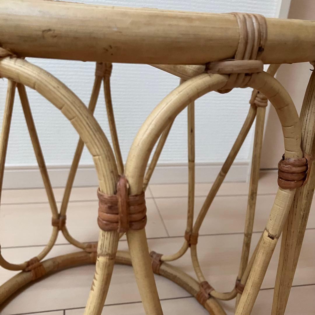 【美品】 JUGLAS (ユグラ)ラウンドサイドテーブル ラタン 籐