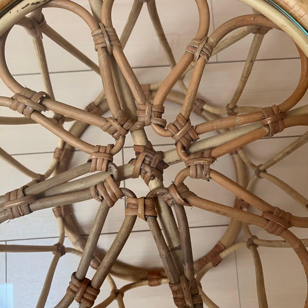 【美品】 JUGLAS (ユグラ)ラウンドサイドテーブル ラタン 籐