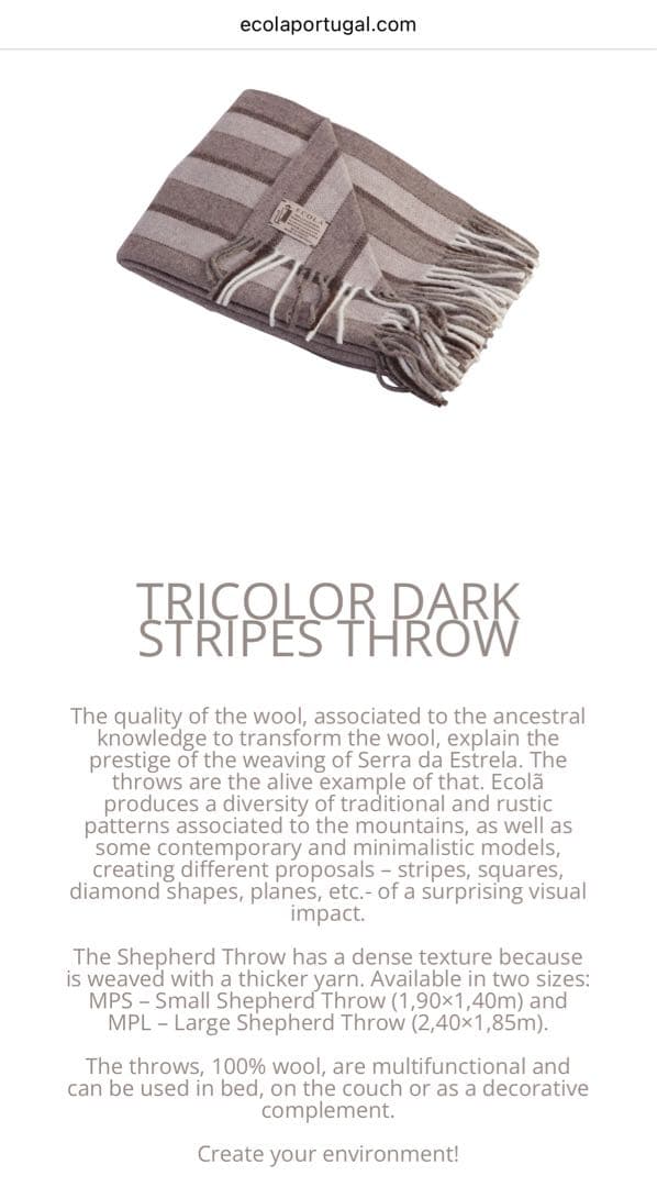 ECOLA エコラ スロー　TRICOLOR DARK STRIPES