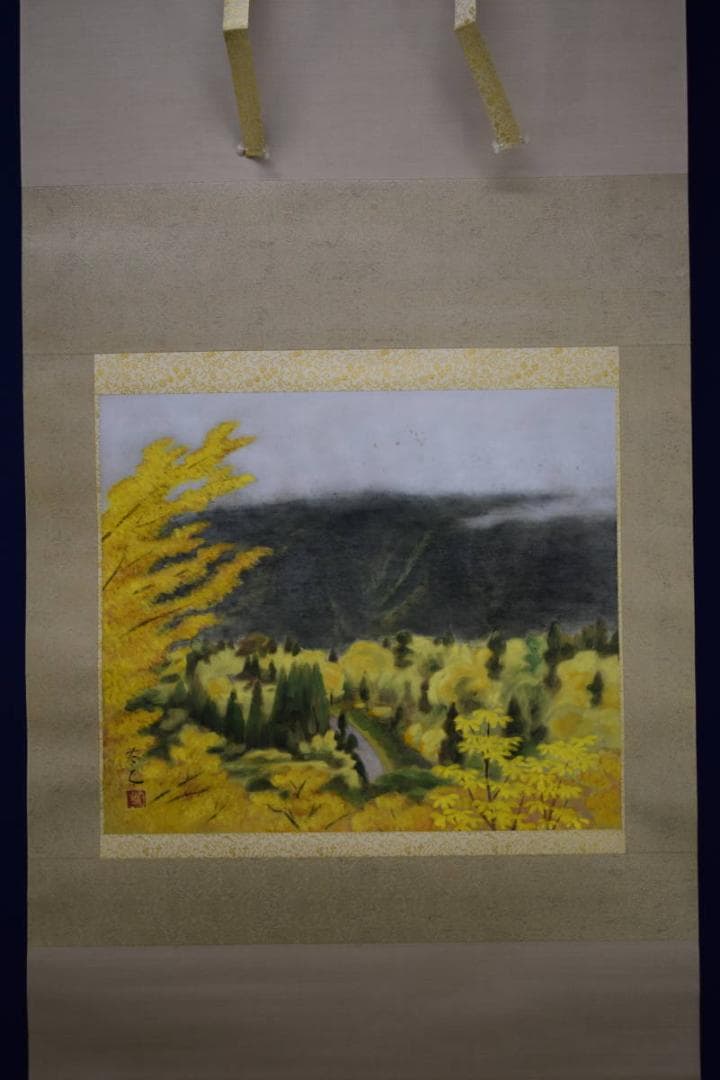 真作/横山香秋/四季草花図/桐共箱付/布袋屋掛軸HF-69