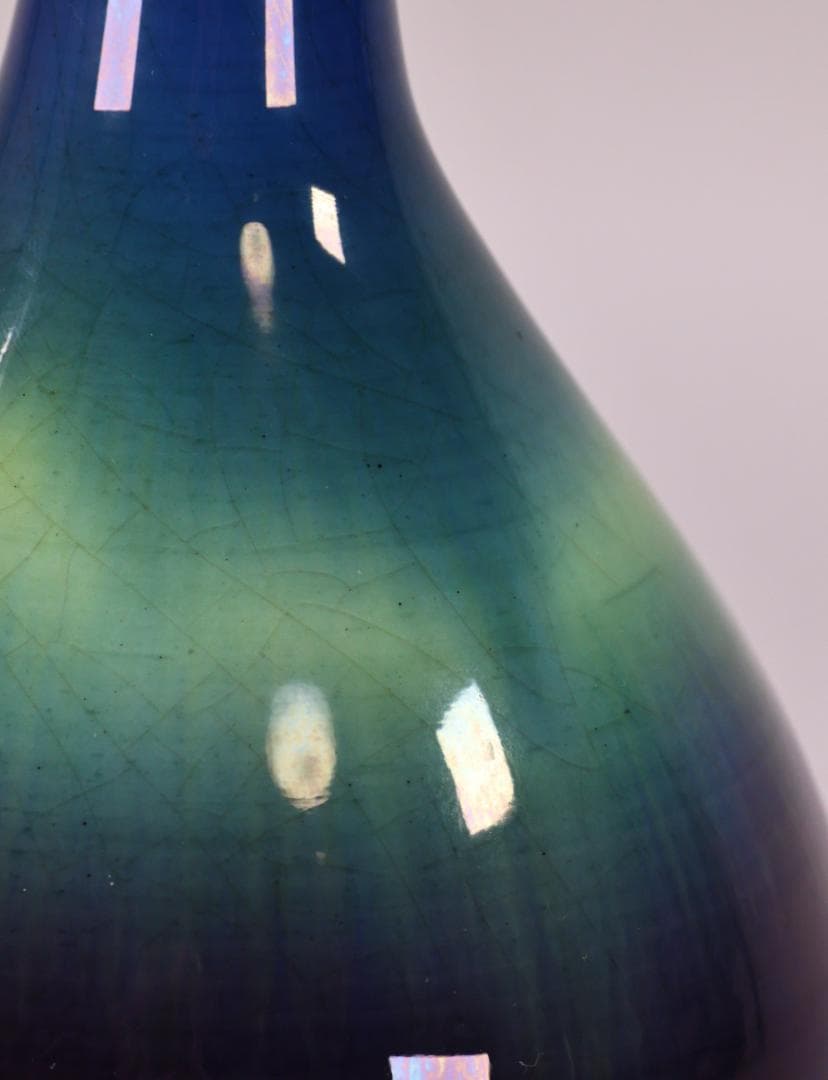 BK209 本物保証 徳田八十吉（正彦） 「 彩釉 花生 」 共箱 花器 花瓶