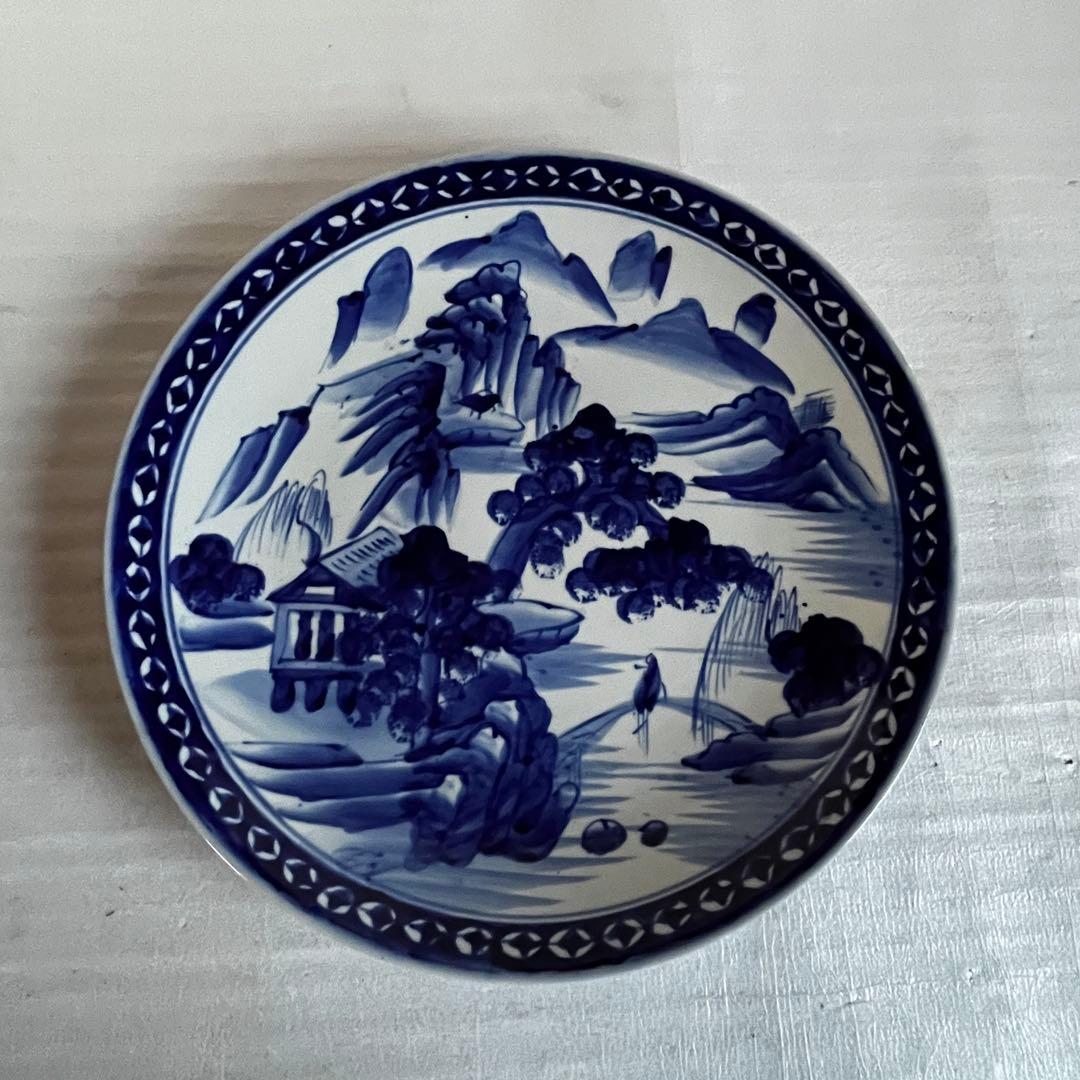 アンティーク　特大　大皿　古伊万里　染付　3枚セット　江戸時代　刻印　謙