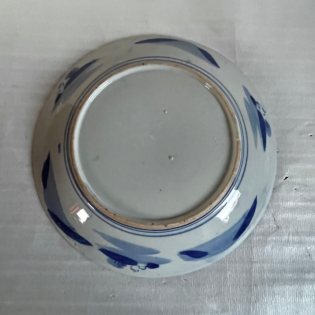 アンティーク　特大　大皿　古伊万里　染付　3枚セット　江戸時代　刻印　謙