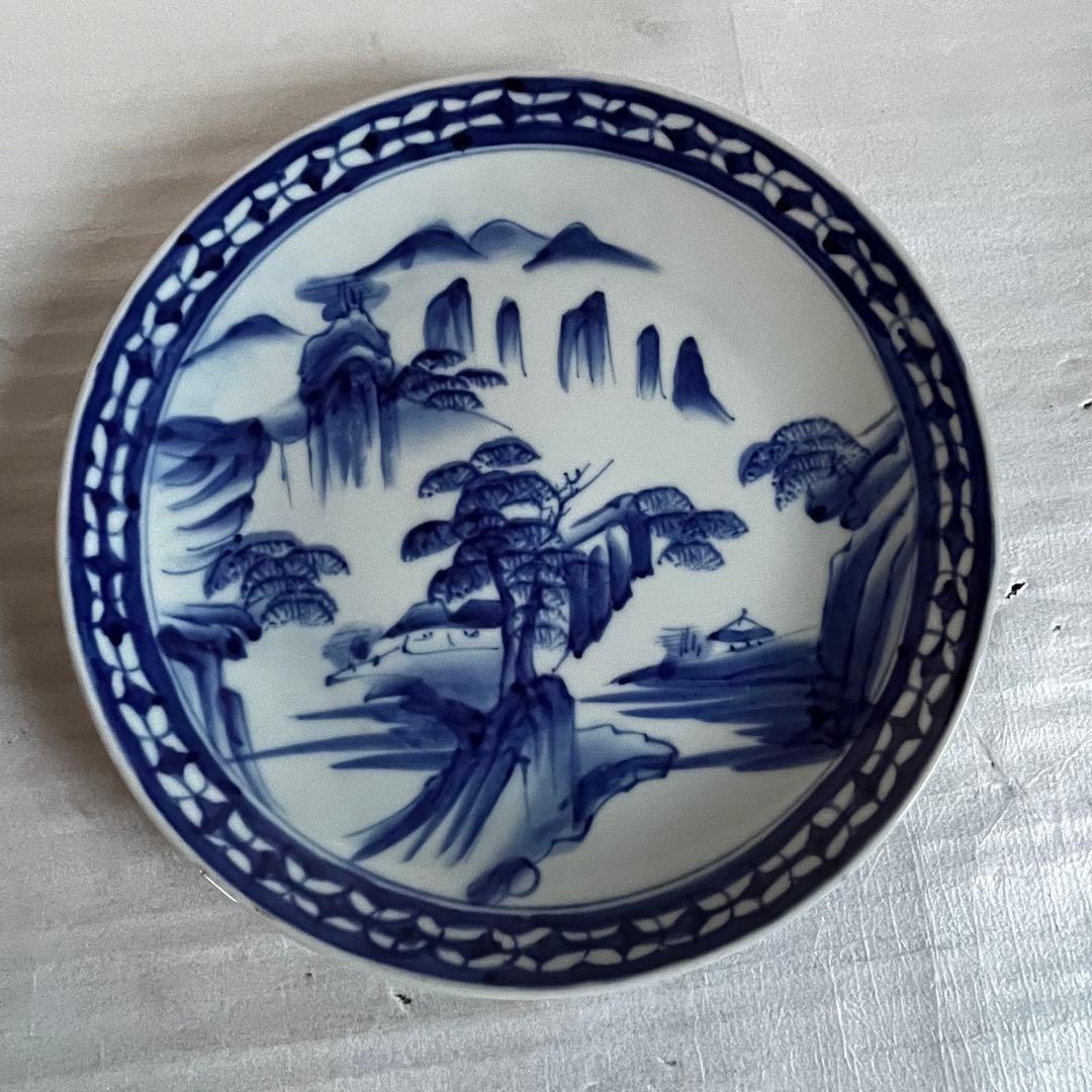 アンティーク　特大　大皿　古伊万里　染付　3枚セット　江戸時代　刻印　謙