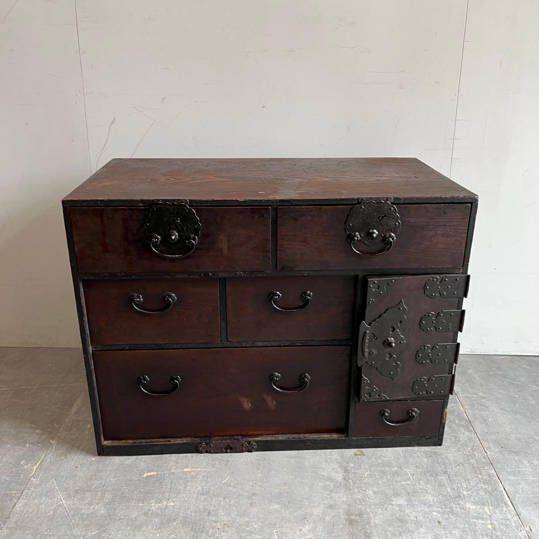 アンティーク 時代箪笥 シェルフ キャビネット テレビ台 無垢材 レトロ