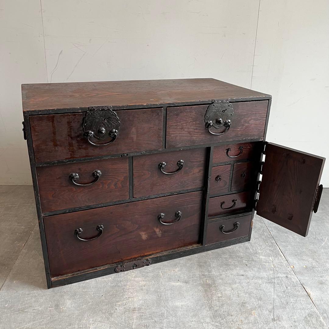 アンティーク 時代箪笥 シェルフ キャビネット テレビ台 無垢材 レトロ