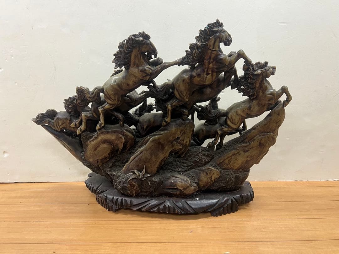 九頭馬　寿山石　置物　取引限定