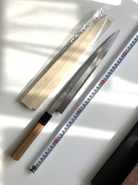 柳刃包丁　刺身包丁　青鋼　八角柄　さや付　正宗別作　高級御料理庖丁　300mm