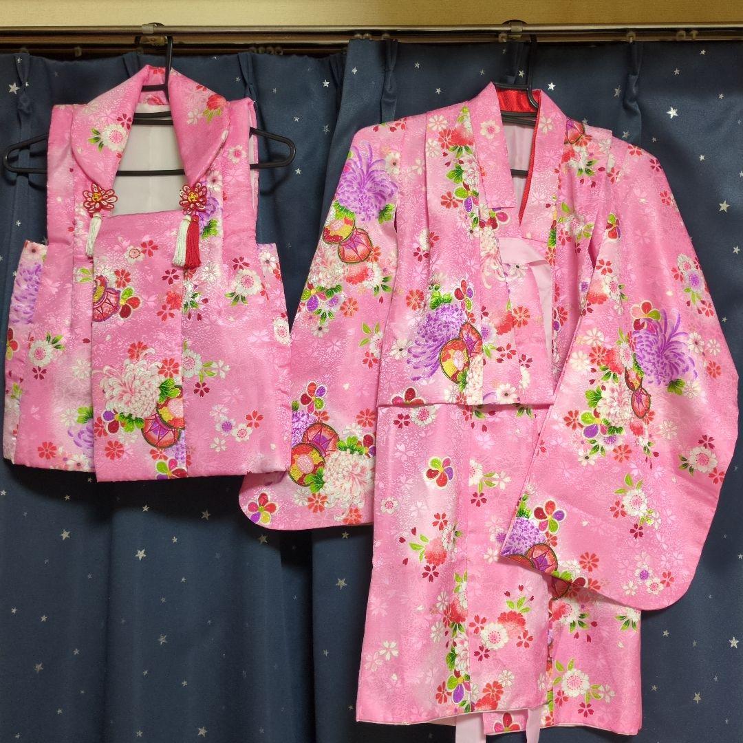 七五三 着物 一式【１５点セット】 新品あり ３歳 ピンク 女の子 巾着 リボン