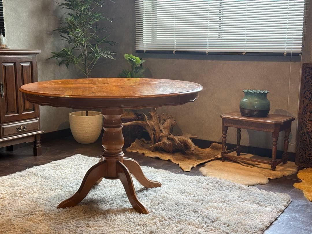 希少　象嵌　丸テーブル　センターテーブル　ラウンドテーブル　クラシック　RZ