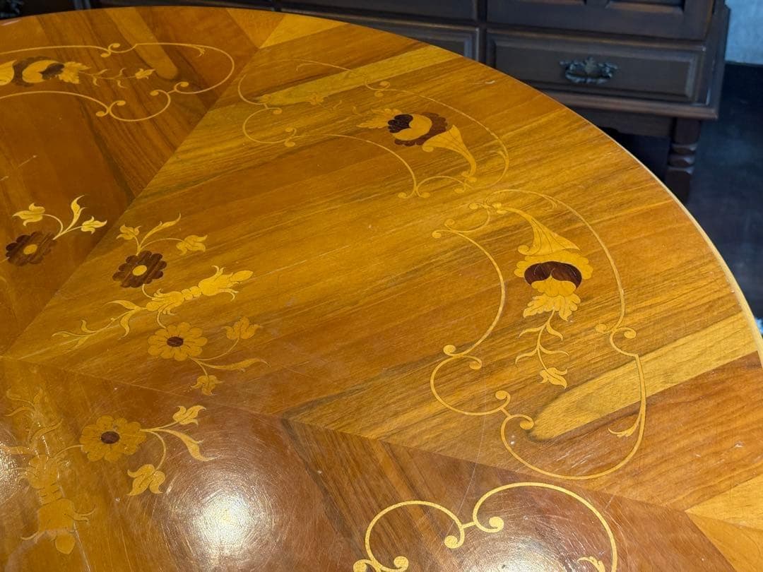 希少　象嵌　丸テーブル　センターテーブル　ラウンドテーブル　クラシック　RZ