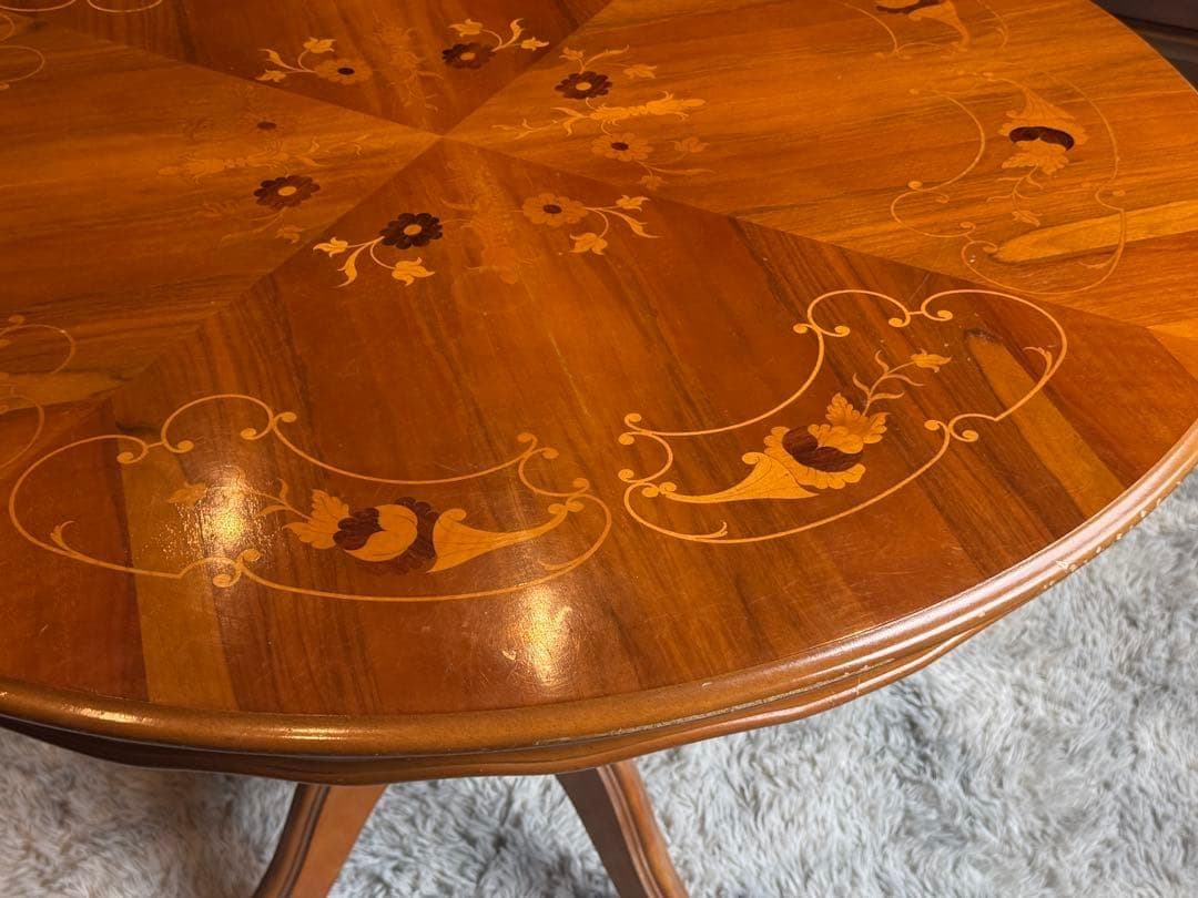 希少　象嵌　丸テーブル　センターテーブル　ラウンドテーブル　クラシック　RZ