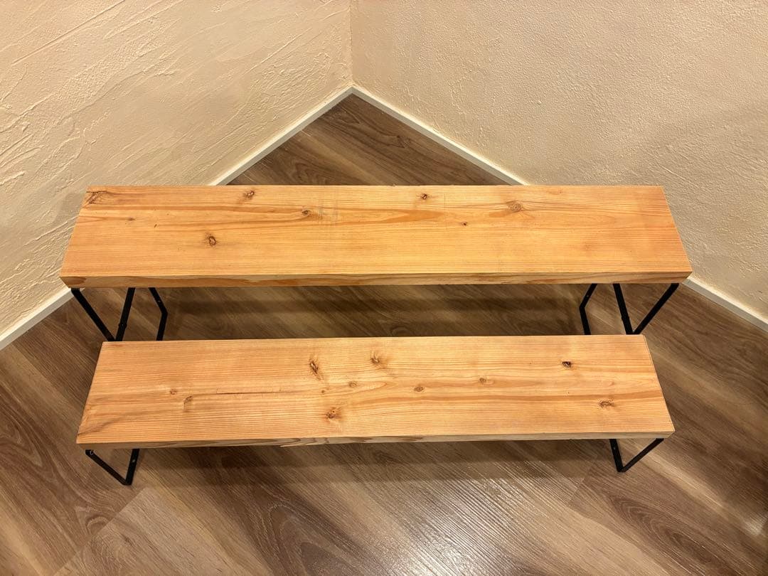 【杉無垢材×アイアン脚】木製飾り棚 ｜ローボード・ディスプレイ台・ハンドメイド