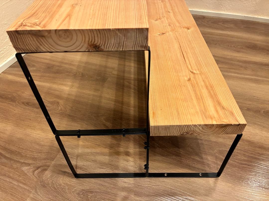 【杉無垢材×アイアン脚】木製飾り棚 ｜ローボード・ディスプレイ台・ハンドメイド