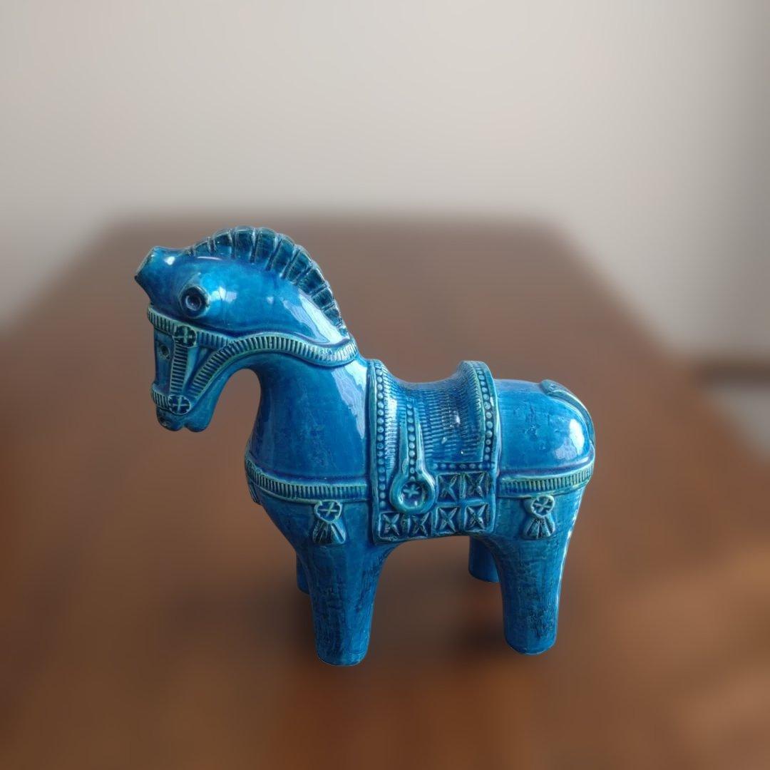 ビトッシ 青い馬の陶器製置物 干支 - メルカリ