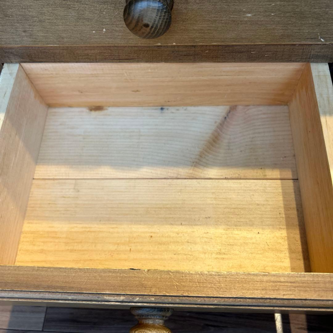 カントリー家具　ローテーブル　キャビネット　引き出し　オープン収納