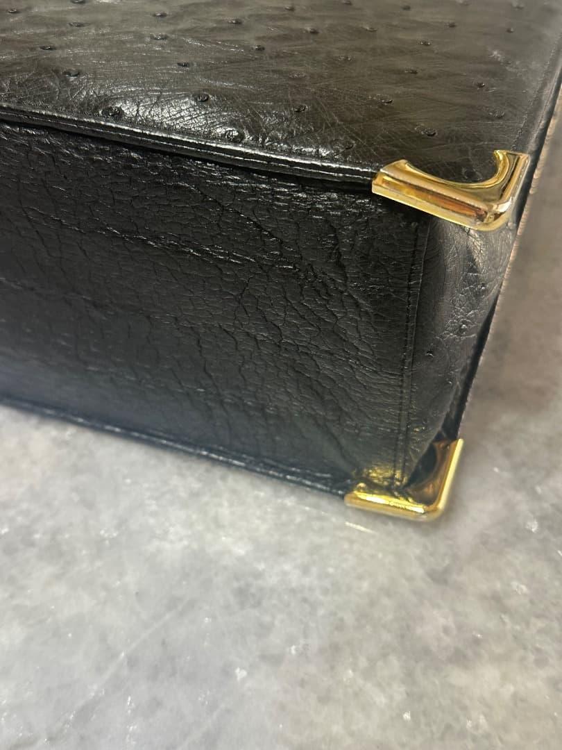 オーストリッチレザー ビジネスバッグ ブラック