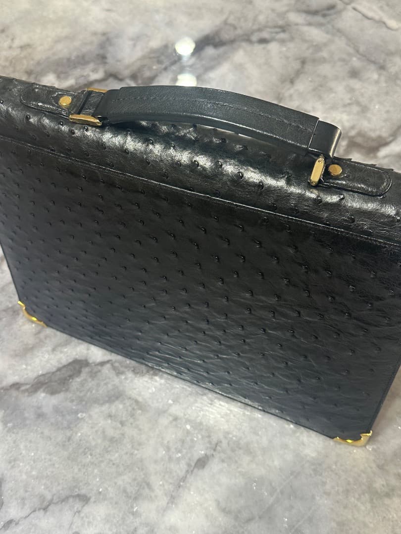 オーストリッチレザー ビジネスバッグ ブラック