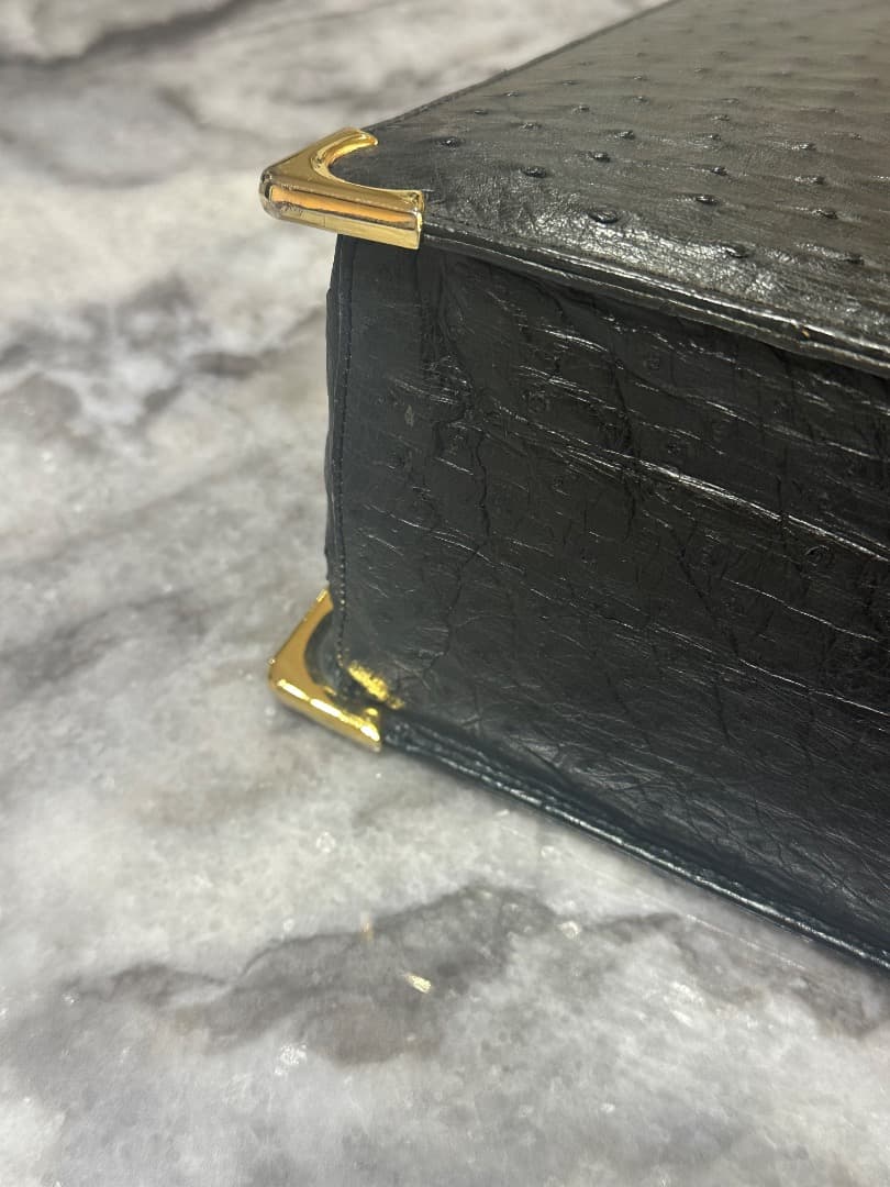 オーストリッチレザー ビジネスバッグ ブラック