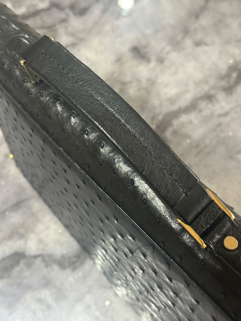 オーストリッチレザー ビジネスバッグ ブラック