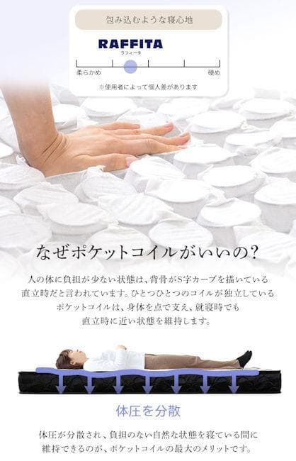 圧縮梱包ポケットコイルマットレス（セミダブル）キルティング コイル６巻（802）