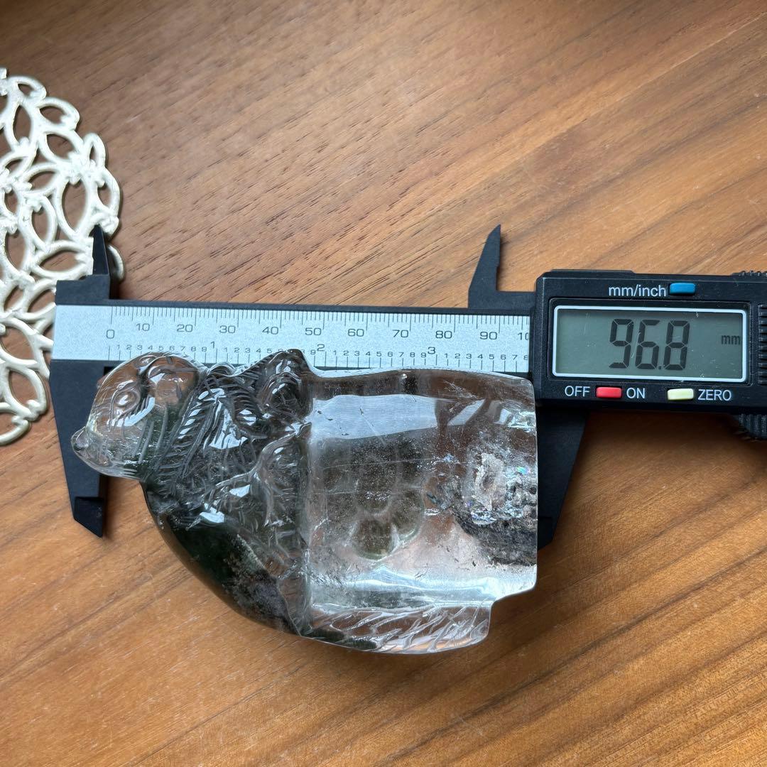 天然石 ブラジル産 グリーンガーデンクォーツ 猫の置物314g