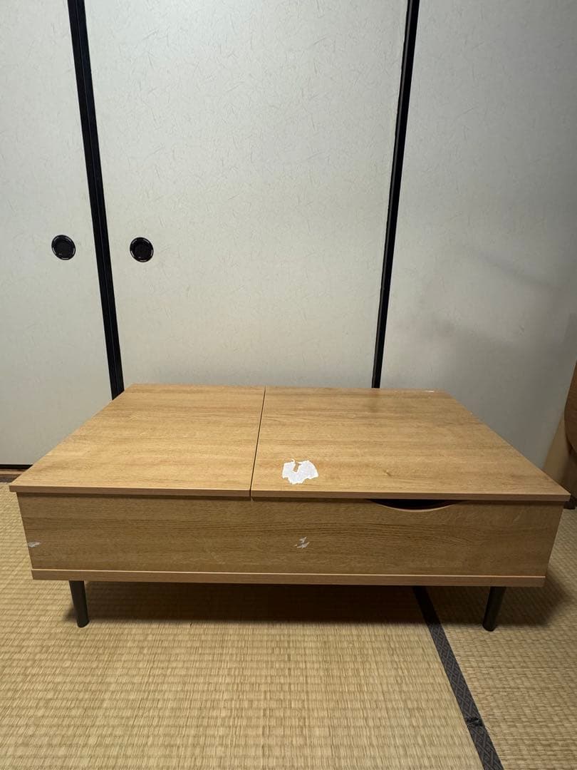 ニトリ　昇降リビングテーブル　リフティ　化粧シート剥がれあり