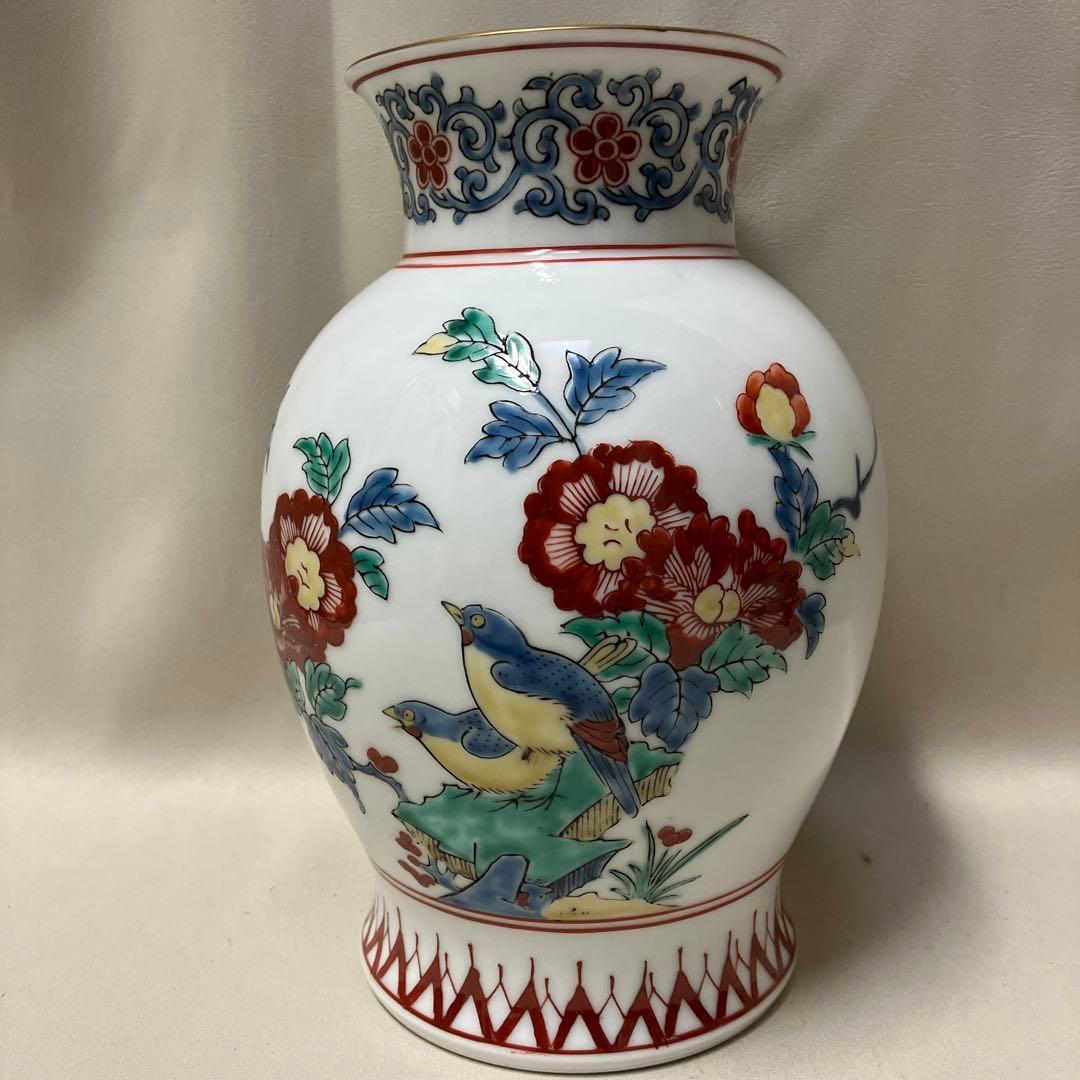 有田焼 秀峰作 花瓶 壺 フラワーベース 花鳥紋 木箱入 - メルカリ