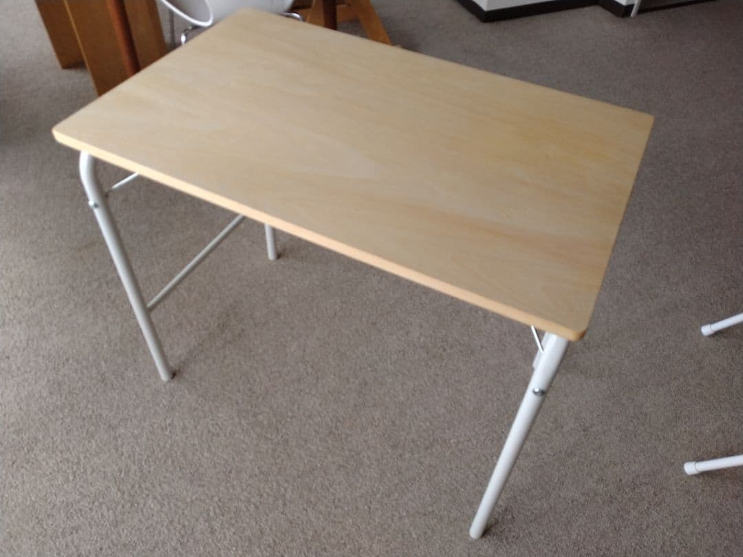 【良品】MUJI無印 スチールパイプテーブルと折りたたみチェア/机デスク椅子/白