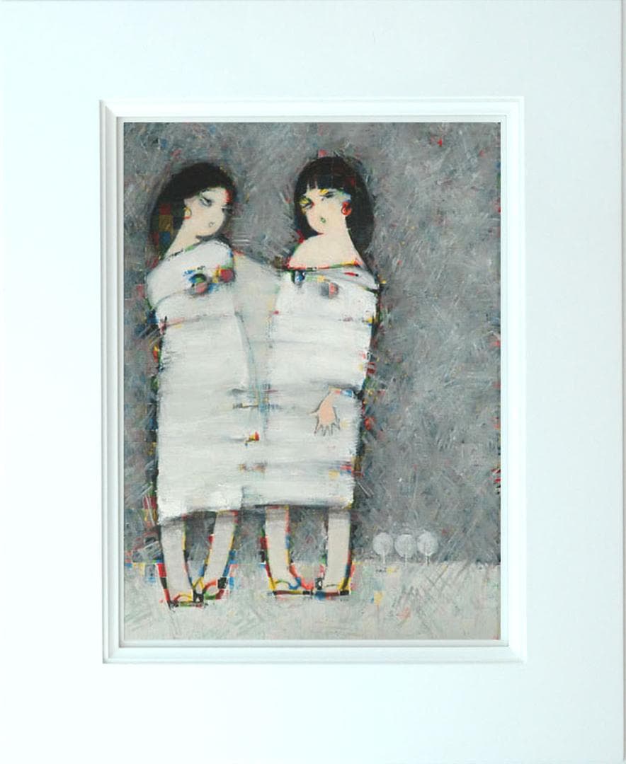 絵画油絵 F6-083211 人物雪国の子供たち