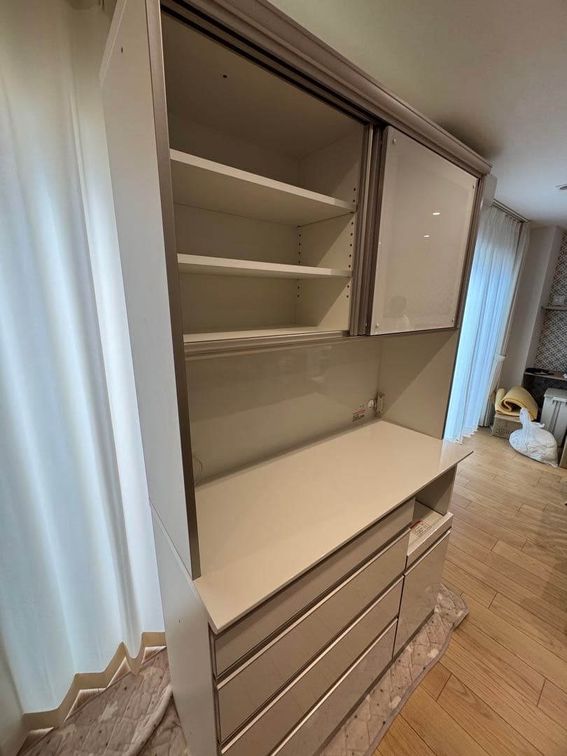 なご【綾野製作所 】高級食器棚 キッチンボード120㎝幅(超美品)送料込