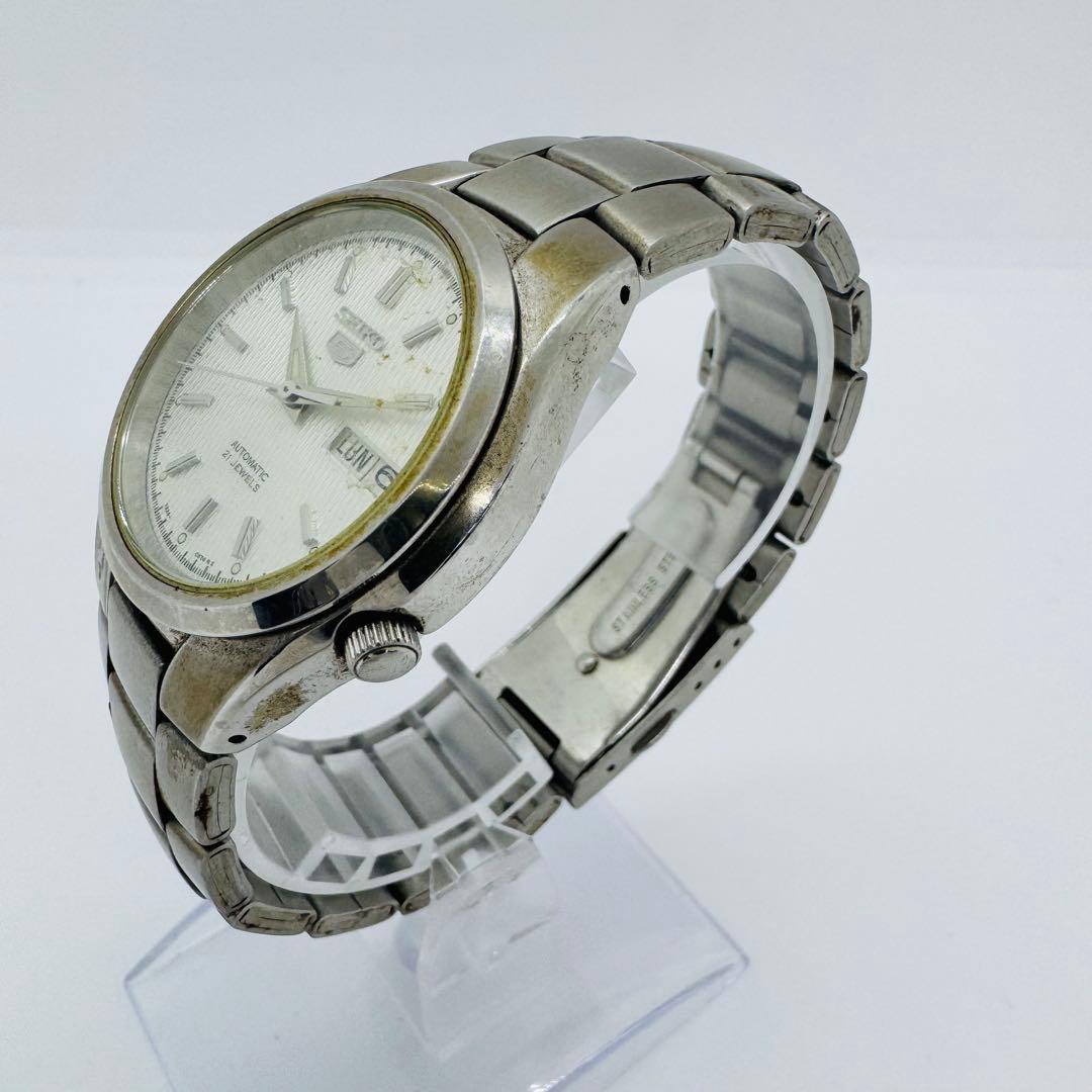 ✨SEIKO✨セイコー5✨シルバー文字盤✨デイデイト✨21JEWELS✨腕時計✨