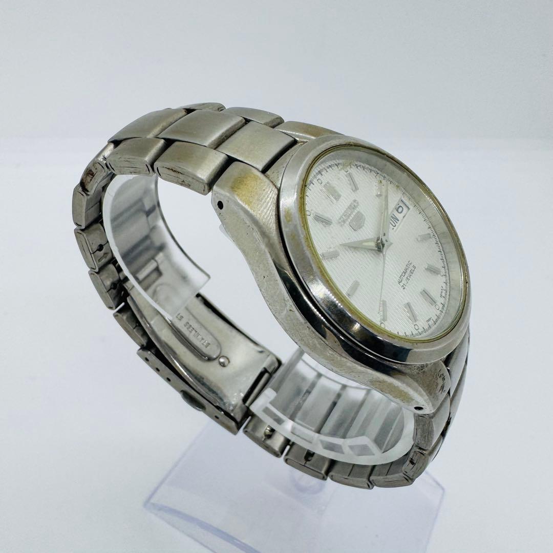 ✨SEIKO✨セイコー5✨シルバー文字盤✨デイデイト✨21JEWELS✨腕時計✨