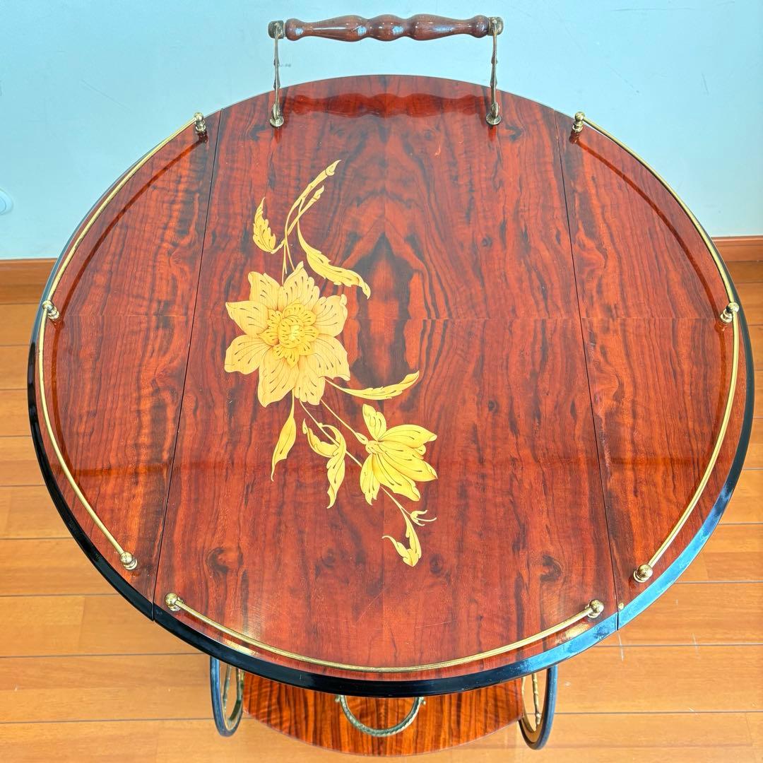 【アンティーク・送料込み】イタリアン 象嵌 キッチンワゴン バタフライワゴン