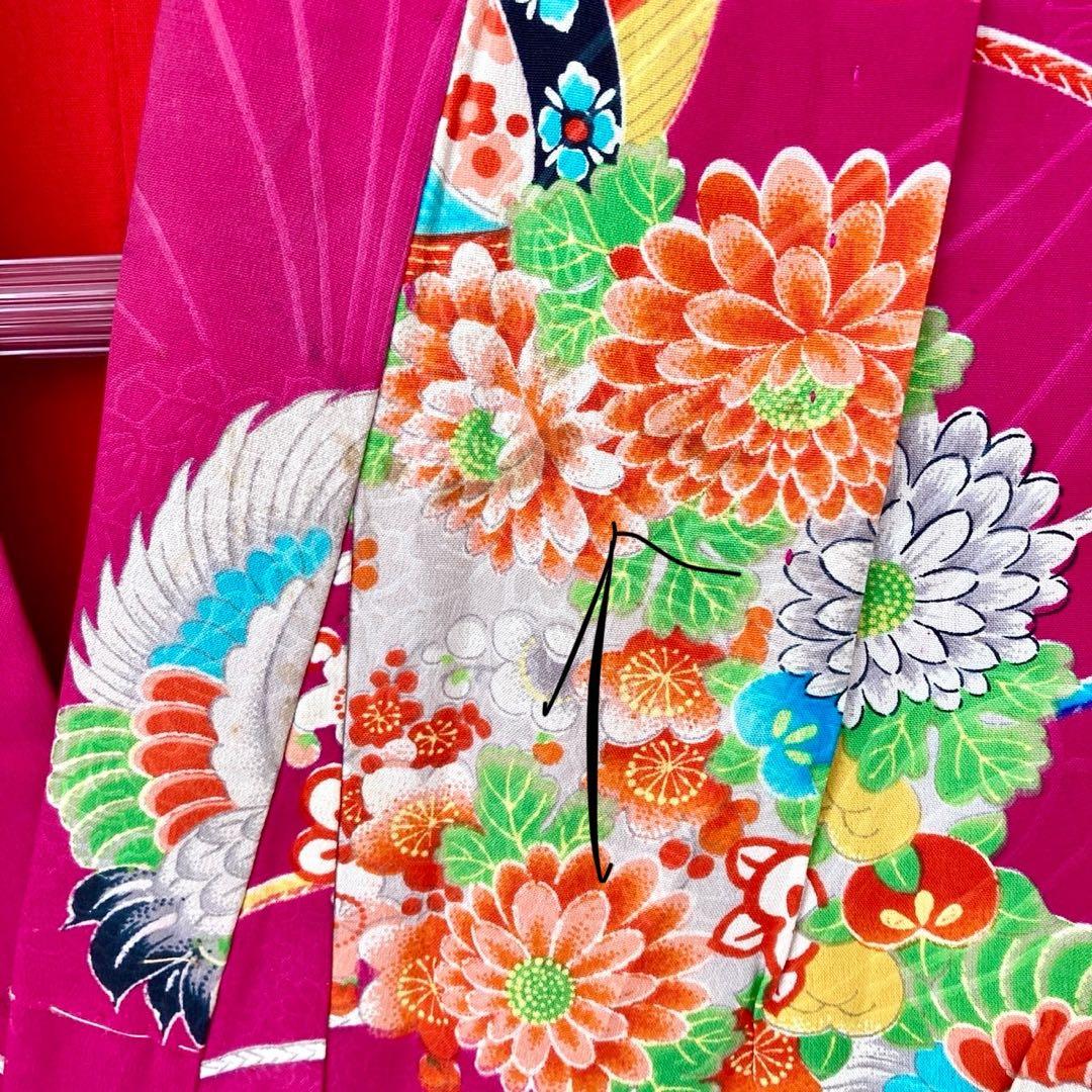 アンティーク女の子 鶴 子供着物 七五三 アンティーク着物 NO40